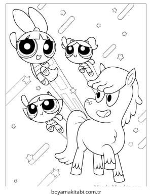 Powerpuff Girls boyama sayfası – sanatsal çalışma, çocuklar için
