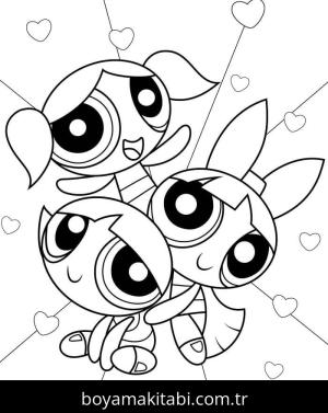 Powerpuff Girls boyama sayfası – boyama çalışması, yaratıcılığı geliştirir