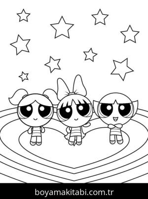 Powerpuff Girls boyama sayfası – el becerilerini geliştirir, boyama çalışması