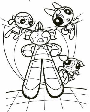 Powerpuff Girls boyama sayfası,  coloring page, Ücretsiz Powerpuff Girls dövüşü, 