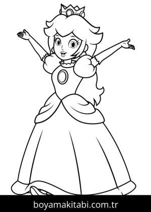 Prenses Peach boyama sayfası – boyama çalışması, yaratıcılığı geliştirir