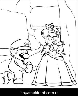 Prenses Peach boyama sayfası – sanatsal çalışma, çocuklar için