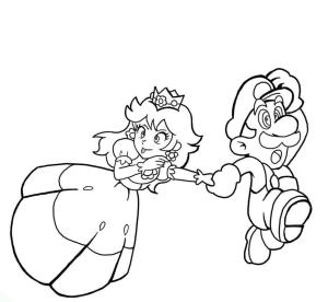 Prenses Peach boyama sayfası,  coloring page, Mario Prenses Peach ile Koşuyor, 