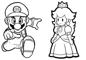 Prenses Peach boyama sayfası,  coloring page, Mario ve Chibi Prenses Peach’yi çizin, 