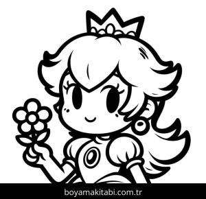 Prenses Peach boyama sayfası – eğitici aktivite, yaratıcılık