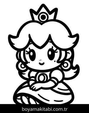 Prenses Peach boyama sayfası – evde etkinlik, ücretsiz yazdır