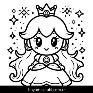 Prenses Peach boyama sayfası – PDF indir, sevimli karakter
