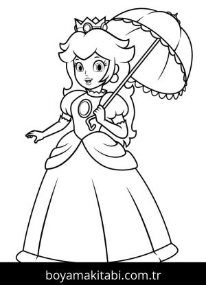 Prenses Peach boyama sayfası – eğlenceli etkinlik, el becerilerini geliştirir