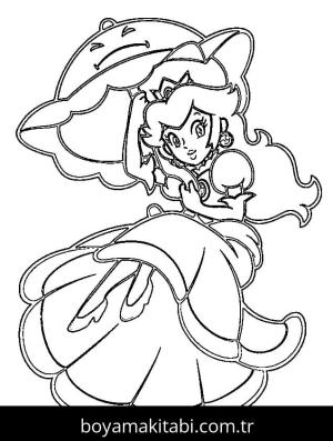 Prenses Peach boyama sayfası – kolay boyama, eğitici aktivite