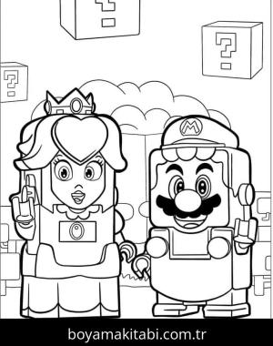 Prenses Peach boyama sayfası – basit çizim, kolay boyama