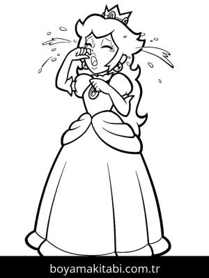 Prenses Peach boyama sayfası – kolay boyama, eğitici aktivite