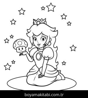 Prenses Peach boyama sayfası – PDF indir, sevimli karakter