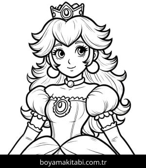 Prenses Peach boyama sayfası – çocuk aktivitesi, PDF indir
