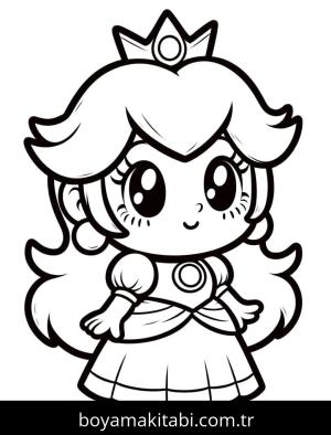 Prenses Peach boyama sayfası – yaratıcılığı geliştirir, keyifli zaman