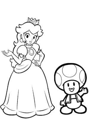 Prenses Peach boyama sayfası,  coloring page, Prenses Peach ve Kurbağa, 