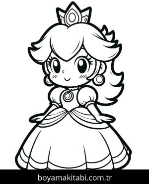 Prenses Peach boyama sayfası – el becerilerini geliştirir, boyama çalışması