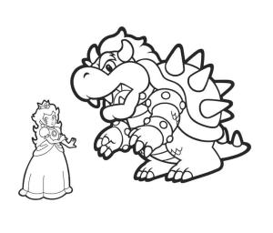 Prenses Peach boyama sayfası,  coloring page, Prenses Peach ve Bowser’ı çizin, 