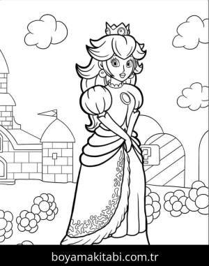 Prenses Peach boyama sayfası – çocuk aktivitesi, PDF indir