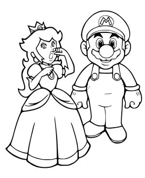 Prenses Peach boyama sayfası,  coloring page, Prenses Peach ve Mario çizimi, 