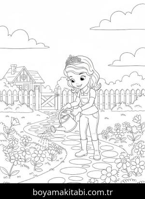 Prenses Sofia boyama sayfası – sevimli karakter, sanatsal çalışma