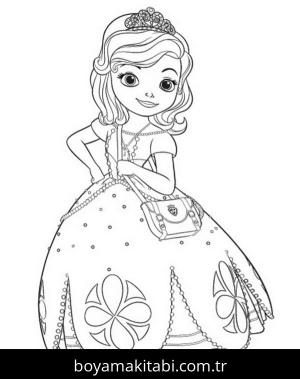Prenses Sofia boyama sayfası – renkli çizimler, okul öncesi