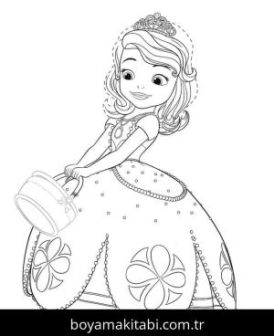 Prenses Sofia boyama sayfası – çizgi film temalı, basit çizim