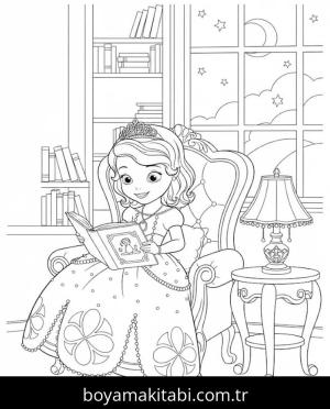 Prenses Sofia boyama sayfası – çizgi film temalı, basit çizim