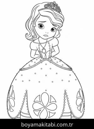 Prenses Sofia boyama sayfası – sevimli karakter, sanatsal çalışma