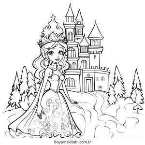 Prenses boyama sayfası – boyama etkinliği, çocuk aktivitesi