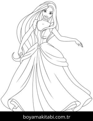 Prenses boyama sayfası – çocuk aktivitesi, PDF indir