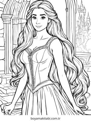Prenses boyama sayfası – evde etkinlik, ücretsiz yazdır
