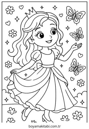 Prenses boyama sayfası – keyifli zaman, renkli çizimler