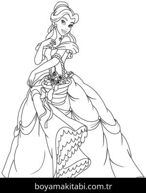 Prenses boyama sayfası – basit çizim, kolay boyama