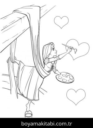 Prenses boyama sayfası – sevimli karakter, sanatsal çalışma