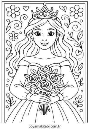 Prenses boyama sayfası – boyama çalışması, yaratıcılığı geliştirir