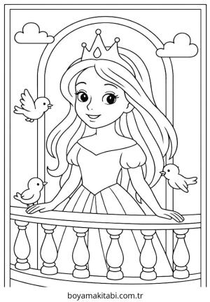 Prenses boyama sayfası – yaratıcılık, eğlenceli etkinlik