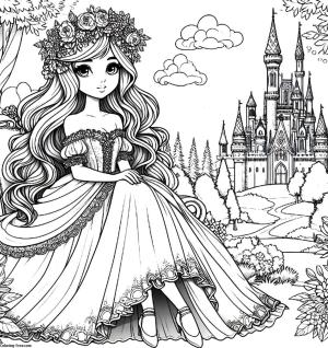 Prenses boyama sayfası, Princess coloring page, , 