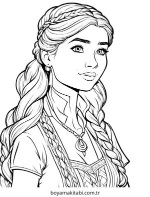 Prenses boyama sayfası – basit çizim, kolay boyama