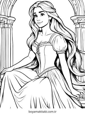 Prenses boyama sayfası – eğlenceli etkinlik, el becerilerini geliştirir