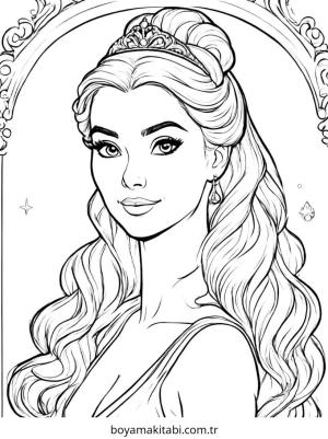 Prenses boyama sayfası – sanatsal çalışma, çocuklar için