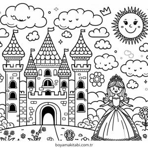 Prenses boyama sayfası – renkli çizimler, okul öncesi