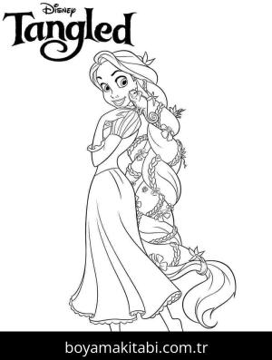 Prenses boyama sayfası – çizgi film temalı, basit çizim