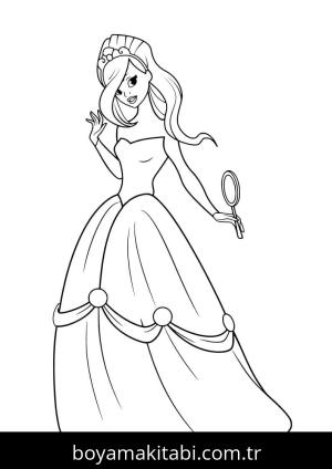 Prenses boyama sayfası – sevimli karakter, sanatsal çalışma