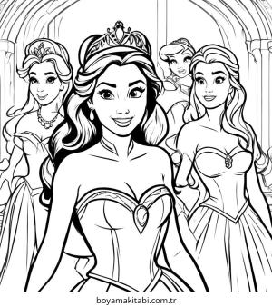 Prenses boyama sayfası – renkli çizimler, okul öncesi