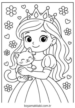 Prenses boyama sayfası – okul öncesi, evde etkinlik