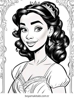 Prenses boyama sayfası – sevimli karakter, sanatsal çalışma