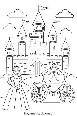 Prenses boyama sayfası – çizgi film temalı, basit çizim