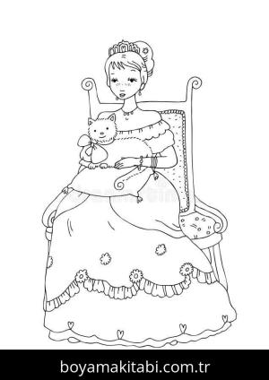 Prenses boyama sayfası – çizgi film temalı, basit çizim