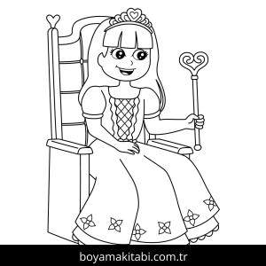 Prenses boyama sayfası – çizgi film temalı, basit çizim