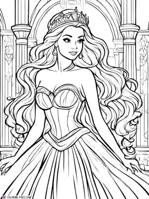 Prenses boyama sayfası, Princess coloring page, , 